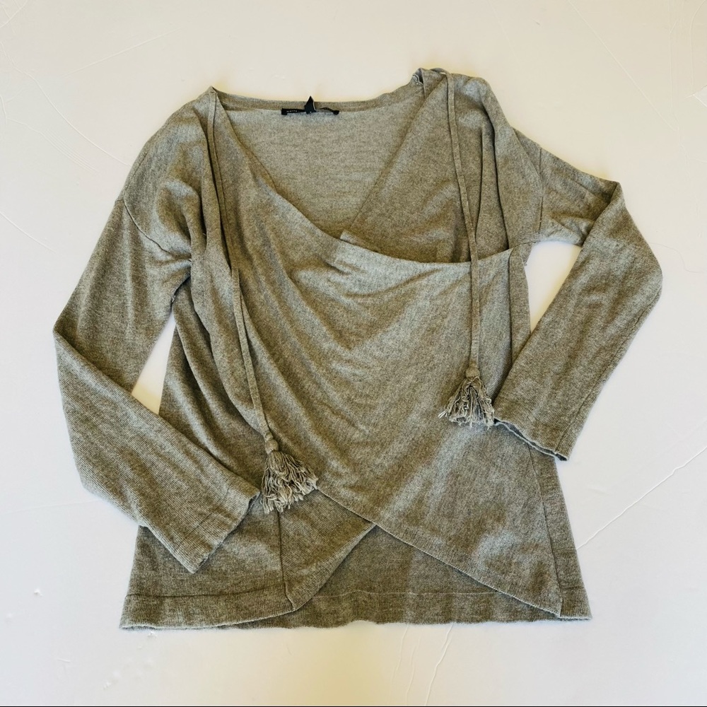 White House Black Market, grey wrap top, size S